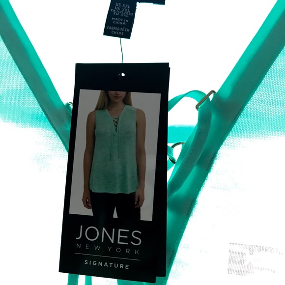 NWT Jones New York lace top Cucumber Green XXL - Picture 2 of 8